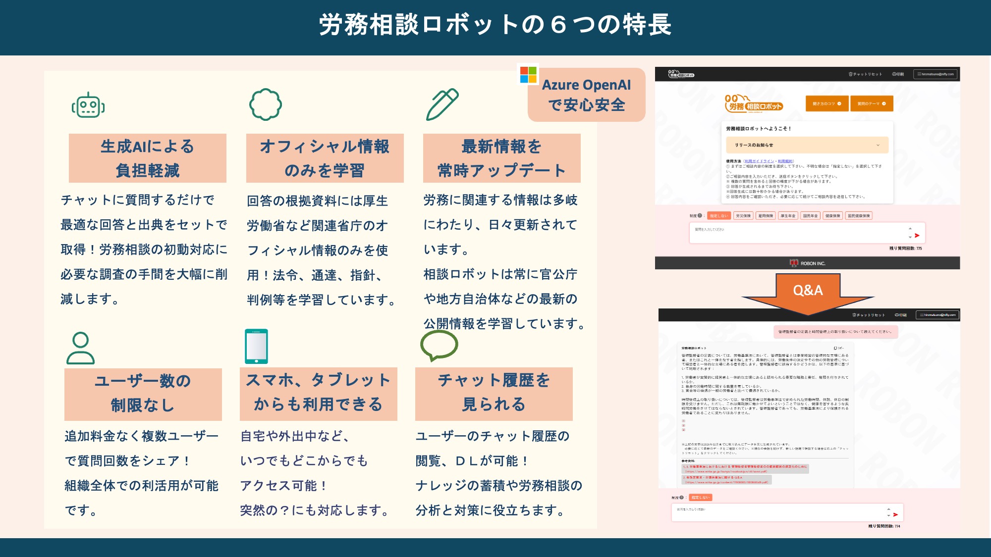労務相談ロボットの6つの特長