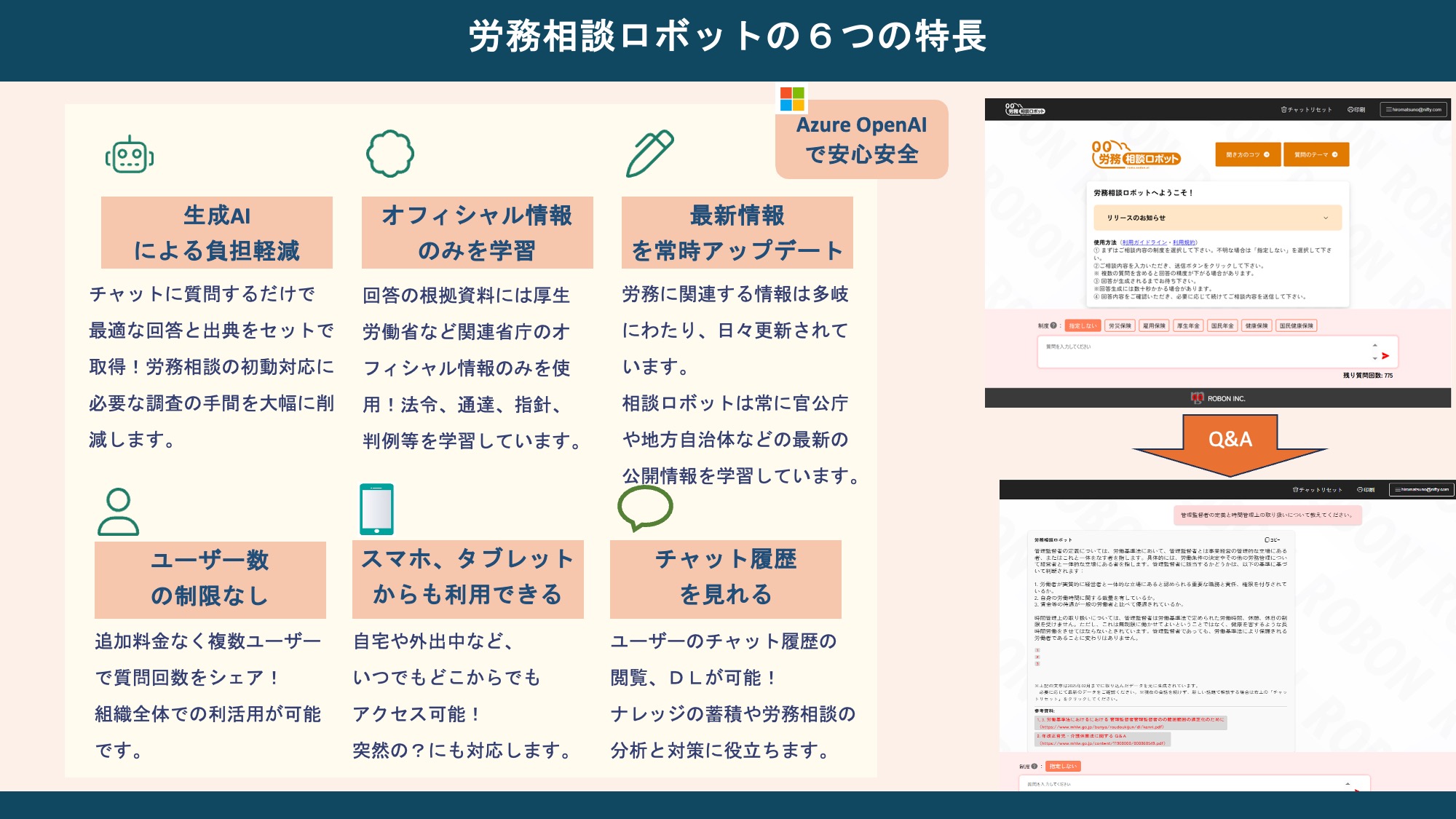 労務相談ロボットの6つの特長